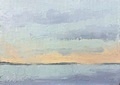 A plein air oil painting of Puget Sound looking north from Ballard.